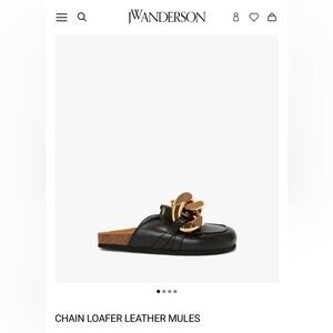 JW ANDERSON Black Leather Mules with Gold Chain